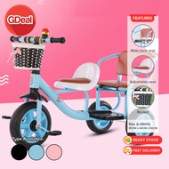 GDeal Baby Stroller Children Double Outdoor Kids Two Seater Tricycle Basikal Tiga Roda