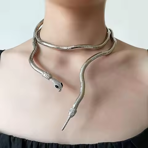 Bendable Snake Bracelet for Women Adjustable Punk Snake Choker - Flexible Multi-Purpose Medusa Neckl