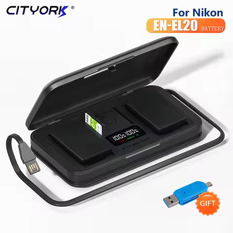 EN-EL20 EN-EL20a EN EL20 Camera Battery+5-in-1 Camera Battery Charging Case for Nikon Coolpix P1000 