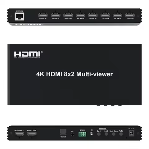 4K 8x2 HDMI Multi-viewer 8 in 2 Out 3x1 4x1 5x1 6x1 7x1 8x1 HDMI Multiviewer Support Seamless Switch