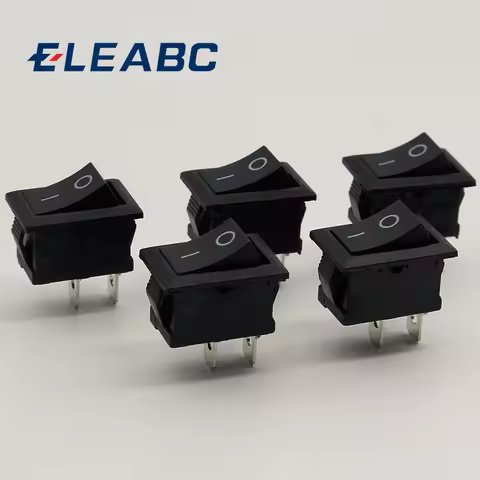5Pcs/Lot Black Push Button Mini Switch 6A-10A 110V 250V KCD1 2Pin Snap-in On/Off Rocker Switch 5PCS/