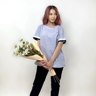 PORTLAND เสื้อเบลาซ์แขนสั้น / Check Short Sleeves Blouse (Blue)