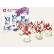 6pcs Glass Cup Jug Set / 250ml Strawberry Glass Drinking Cup Coffee Cup/ Gelas Glass Tumbler Set