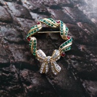 Vintage Jewelry 西洋古董飾品 聖誕 MONET 蝴蝶結聖誕圈 別針