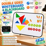 Double Sided Whiteboard and Blackboard 1pc Portable Learning & Message Board Tool