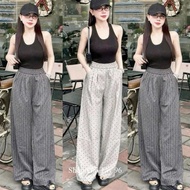 Heart-shaped Straight-Leg Pants in Gold Fabric with Elastic Waist 95cm Long for Women M55 M60 M65 Gr