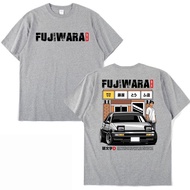 💜 เสื้อยืดแขนสั้นลําลอง ผ้าฝ้าย พิมพ์ลายอนิเมะ Initial D Drift Ae86 Racing Car Takumi Fujiwara R34 S