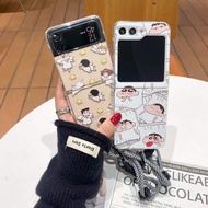 New Case Samsung Zflip7 Hologram Crayon Sinchan Characters Cartoon Cute With Chain Cute For Samsung 