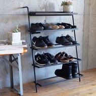 日本COLLEND IRON 實木鋼製靠牆四層收納鞋架
