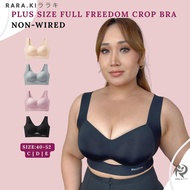 RARAKI 029 Plus-Size Crop Bra Full Coverage No-Wire Wide Strap Bra Size 40-52 (C|D|E) Removable Pads