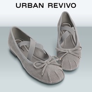 URBAN REVIVO Malette ริบบิ้น Bow Ballets แฟลต (1Cm)