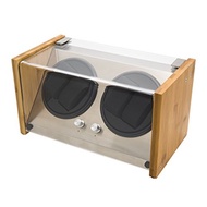(Watch Winder Smith) Bamboo Crystal Automatic Rotation Dual Double 4 Watch Winder Display Case Bo...