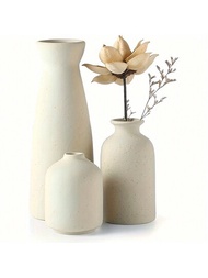 3入組陶瓷啞光花瓶，現代極簡風格裝飾花瓶套裝，適用於盆栽草，波希米亞風格農舍客廳餐廳桌面書架中心點綴桌面裝飾