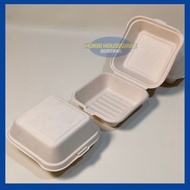 6 Inch Burger Box Bagasse | Korean Cake Box 450ml | Lunch Box 25pcs