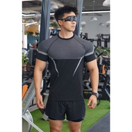 Men's High Elastic Quick Dry Sports T-Shirt Tight Fitness Training Workout Breathable Summer Gym Tre