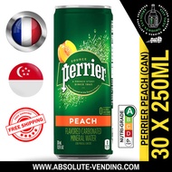 PERRIER Peach Sparkling Mineral Water 250ML X 30 (CANS) - FREE DELIVERY within 3 working days!