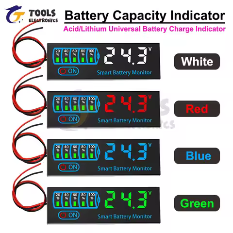 DC 7-55V LED Battery Capacity Indicator Voltage Charge Indicator Acid/Lithium Universal Battery Char