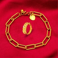 Emas 916 Original Lelong Gelang + Cincin Boleh Laras Gelang Tangan Perempuan Viral Murah Rantai Tang