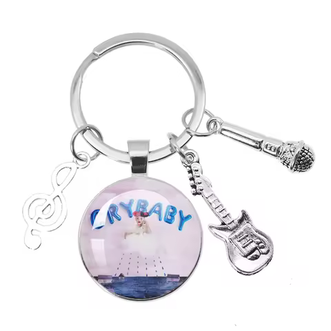 Melanie Martinez Keychain Album Cover Crybaby Pattern Glass Cabochon Vintage Keychains Music Accesso