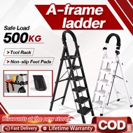 Folding Ladder 2/3/4/5/6/7/8 Tier Load300KG Heavy Duty Foldable Household LadderFoldinq Herringbone