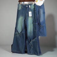 Premium Jeans Ribbon Design Stretchable High Quality Women's Baggy Jeans Fashionable Style