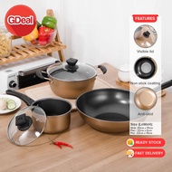 GDeal  Set Of 5 Premium Non Stick Frying Pan Cooking Soup Pot Cookware Set Memasak سيت مماسق (CW-714