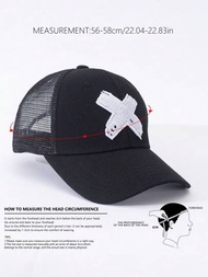 「X」大號標誌刺繡卡車司機帽，透氣輕盈棒球帽，適用於春夏季，可調尺寸太陽帽，男女皆宜