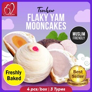 [Gin Thye] 【Early BIRD】Traditional Baked TEOCHEW Flaky 100% Yam Mooncake 4pcs/box | Gin Thye x Cinta Rasa
