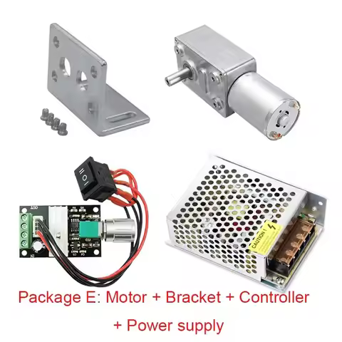 JGY370 Geared Motor 12V 24V Low Speed Large Torque jgy370 Bracket + Controller + Power Reversed Redu