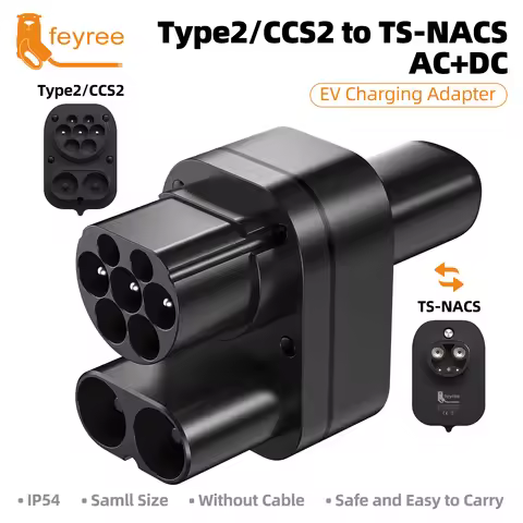 feyree CCS2 to Tesla AC+DC Adapter Fit for Tesla Model 3/X/Y Made in USA CCS2 Combo Adapter Support 