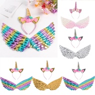 Unicorn headband for girls, fairy rainbow wings, flower headwear accessories, unicorn birthday party