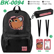 Chainsaw Man Cartoon Children's Backpack Student Set Schoolbag Canvas Travel backpack