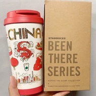 Starbucks CupBTSChinese Ceramic Mug with Handle Gift Box Stainless Steel Cup with Lid Office City Mugs