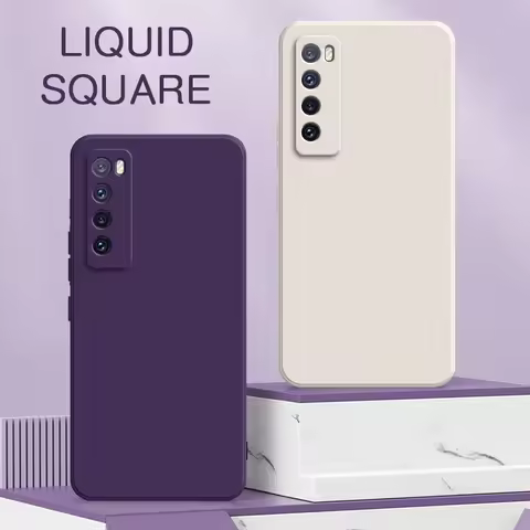 Original Square Liquid Phone Case for Huawei Nova 6 7 7i Pro SE Youth 5G Soft Silicone 360 Shockproo