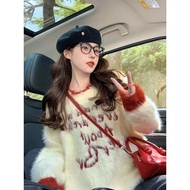Lazy Waxy Soft 2025 Style American Knitwear Women and Retro New Style Mohair fashion Color Words Aut
