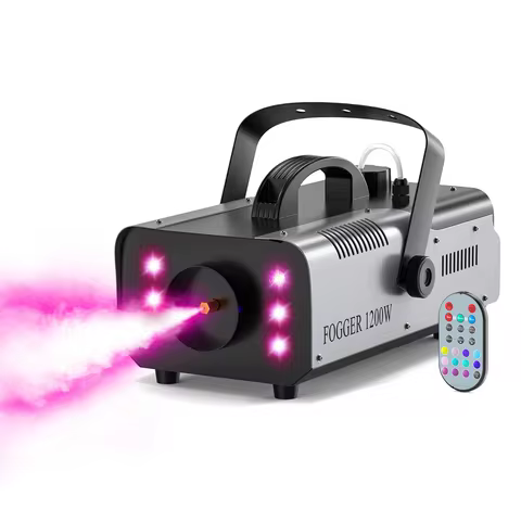 Nitehop 1200W Smoke Fog Machine RGB 6LEDs Stage Lights Effect Haze Generator Remote Control For Part
