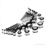[SzlztmyeeMY] 36 Pieces Stainless Steel Punk Ear Stretching Kit Plugs and Tapers Set 14G - 00G