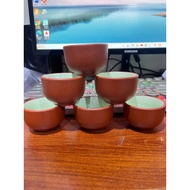 COMBO of 6 Bat Trang Tea Cups, Rustic and Exquisite Green Clay Tea Cups.