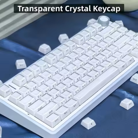MAIMOOO Korean Jelly White Keycap Crystal Side Russian Spanish Keycap 132Keys Pc Oem For Aula F75/F9