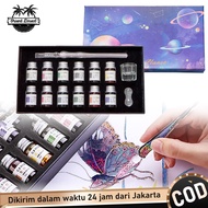 Glass Dip Pen Set Dengan 12 Tinta Kaca Calligraphy Set Pena Kaca