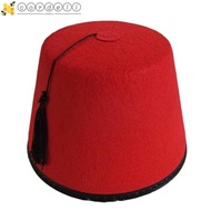 CORDELL Felt Fez Cap, Round Moroccan Hat Tarboosh Fez Hat, Costume Accessories Breathable Red Color 