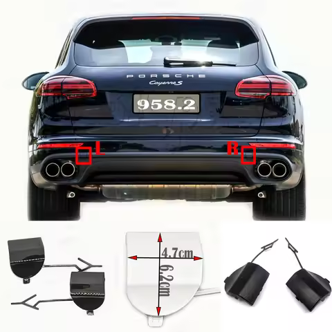 Rear Tow Cover Fit 15-18 Porsche Cayenne 92A 958.2 3.0L 3.6L 4.8L Base S GTS Turbo TDI Bumper Towing