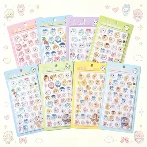 Chiikawa Cartoon 3D Sticker DIY Laptop Scrapbook Decal Aesthetic Crystal Stickers Kawaii Solid Decor