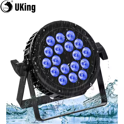 U`King LED Par Lights IP65 Waterproof Stage Light 18X10W RGBW 4IN1 Uplighting DMX Control Wash Light