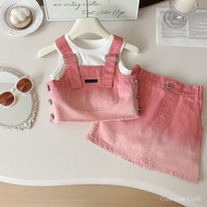 2025 Summer Korean Style Girls Denim Jeans Set with Shirt 3 Piece Cute Outfit 24299