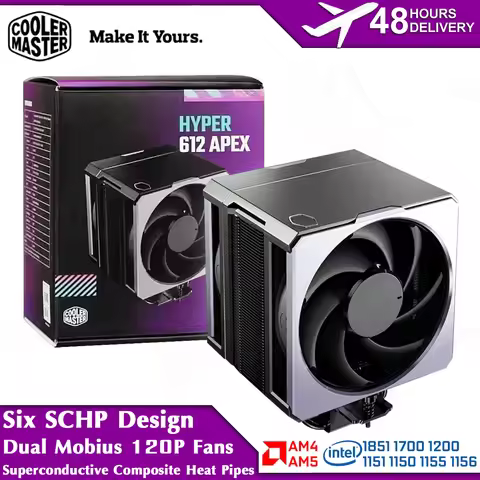 Coolermaster Dual Fan Computer case CPU Air-Cooling 6 Heat pipes for LGA1700 1200 115X 1151 1155 AMD
