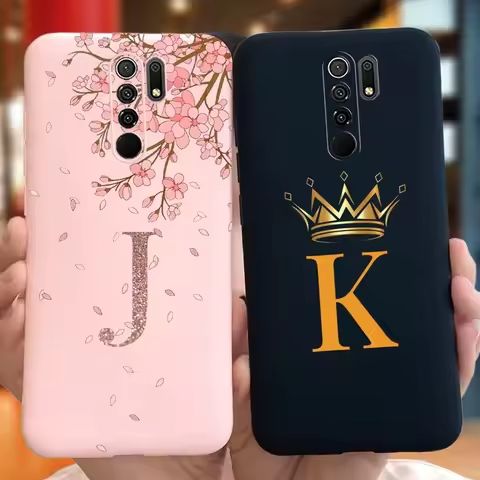 Silicone Case For Xiaomi Redmi 9 Luxury Flower Crown Letter Phone Cases For Xiaomi Redmi 9 Prime Sof