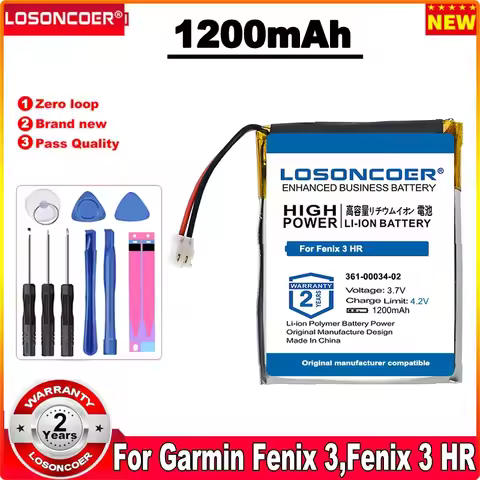 1200mAh 361-00034-02 Battery for Garmin Fenix 3,Fenix 3 HR Fenix3 3F GPS D2 Bravo Sports Watch FLPB3