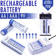 🇲🇾 AA/AAA Battery 1200 mAh 900 mAh NiMH Rechargeable Battery 4pcs AA Charger 100% Original DoublePow