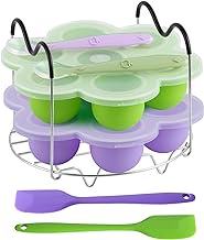 ROTTAY Silicone Egg Bites Molds and Steamer Rack Trivet with Heat Resistant Handles Fit Instant Pot Accessories, 7pcs set for 6qt &amp; 8qt Electric Pressure Cooker With 2 Spoons and Silicone spatula